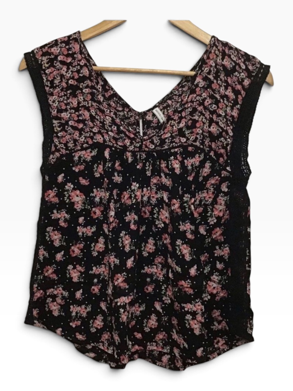Bskgirl Bershka floral crop blouse sleeveless Vneck size medium boho